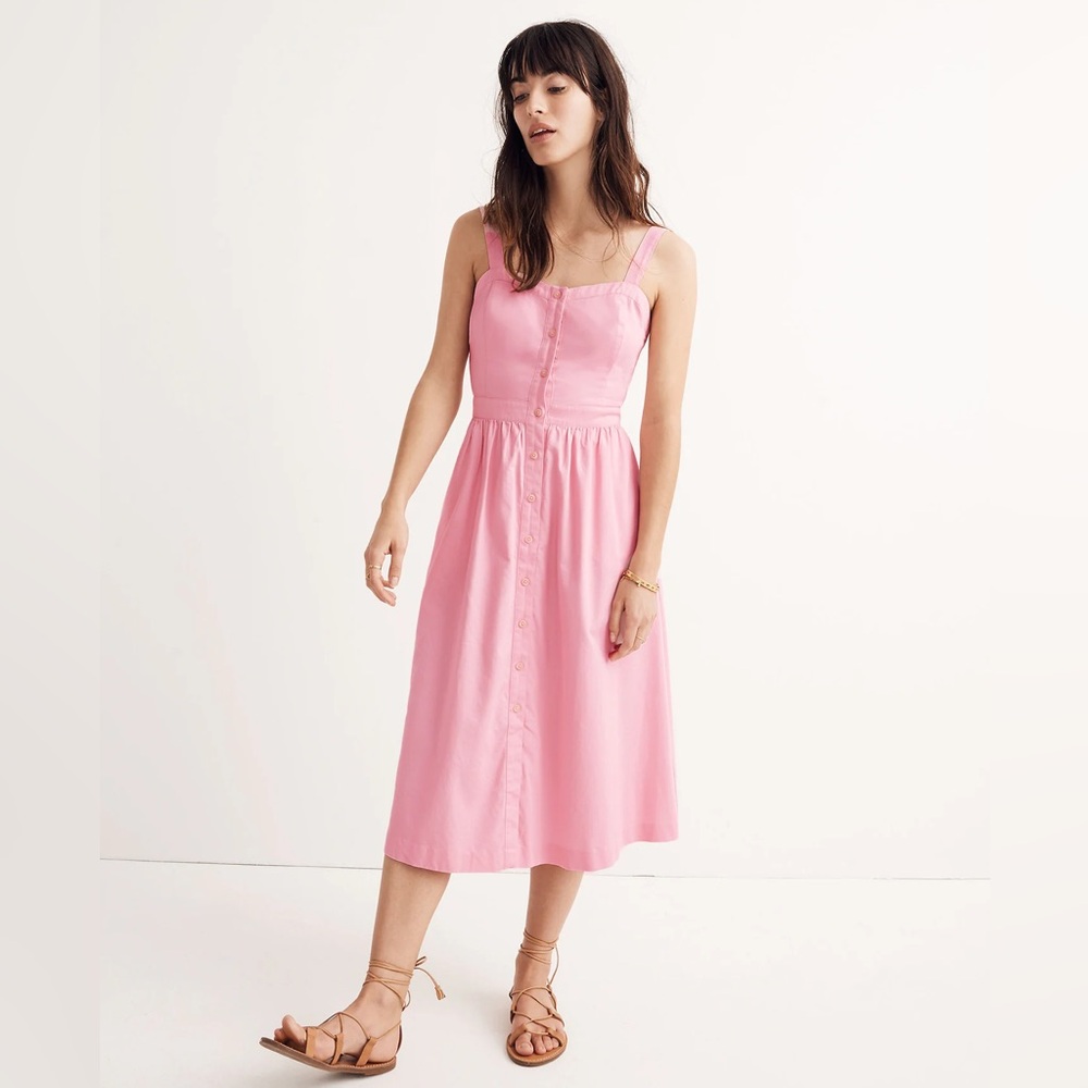 MADEWELL Pink Fleur Bow-Back Dress